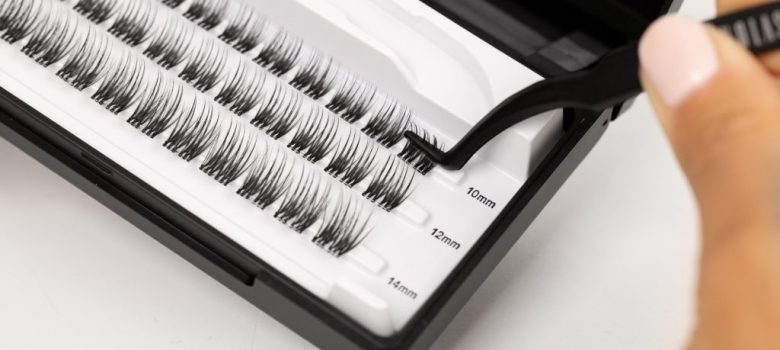 grappes de cils avec de la colle transparente nanolash